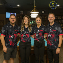 Load image into Gallery viewer, Black Red 8 Ball Scorpion Roses Billiard Shirt For Women Custom Pool Team Shirt, Billiard Jersey TDM5345