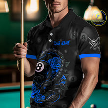 Load image into Gallery viewer, Black Blue 8 Ball Scorpion Roses Billiard Shirt For Men Custom Pool Team Shirt, Billiard Jersey TDM5346