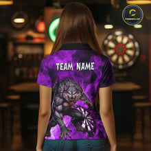 Load image into Gallery viewer, Purple Flaming Wolf Darts Shirt For Women Custom Darts League Jersey Team Polo &amp; Quarter Zip TDM5358