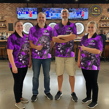 Load image into Gallery viewer, Purple Flaming Wolf Darts Shirt For Women Custom Darts League Jersey Team Polo &amp; Quarter Zip TDM5358