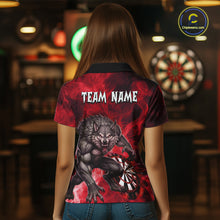 Load image into Gallery viewer, Red Flaming Wolf Darts Shirt For Women Custom Darts League Jersey Team Polo &amp; Quarter Zip TDM5359