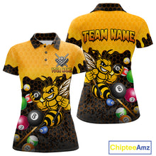 Load image into Gallery viewer, Custom Yellow Black Funny Bee 8 Ball Billiard Shirt For Women, Pool Team Jersey Polo &amp; 1/4 Zip TDM6006