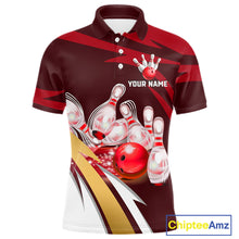 Load image into Gallery viewer, Personalized Red Strike Ball Bowling Shirt For Men Custom Team Bowling Jersey Polo &amp; 1/4 Zip TDM6244