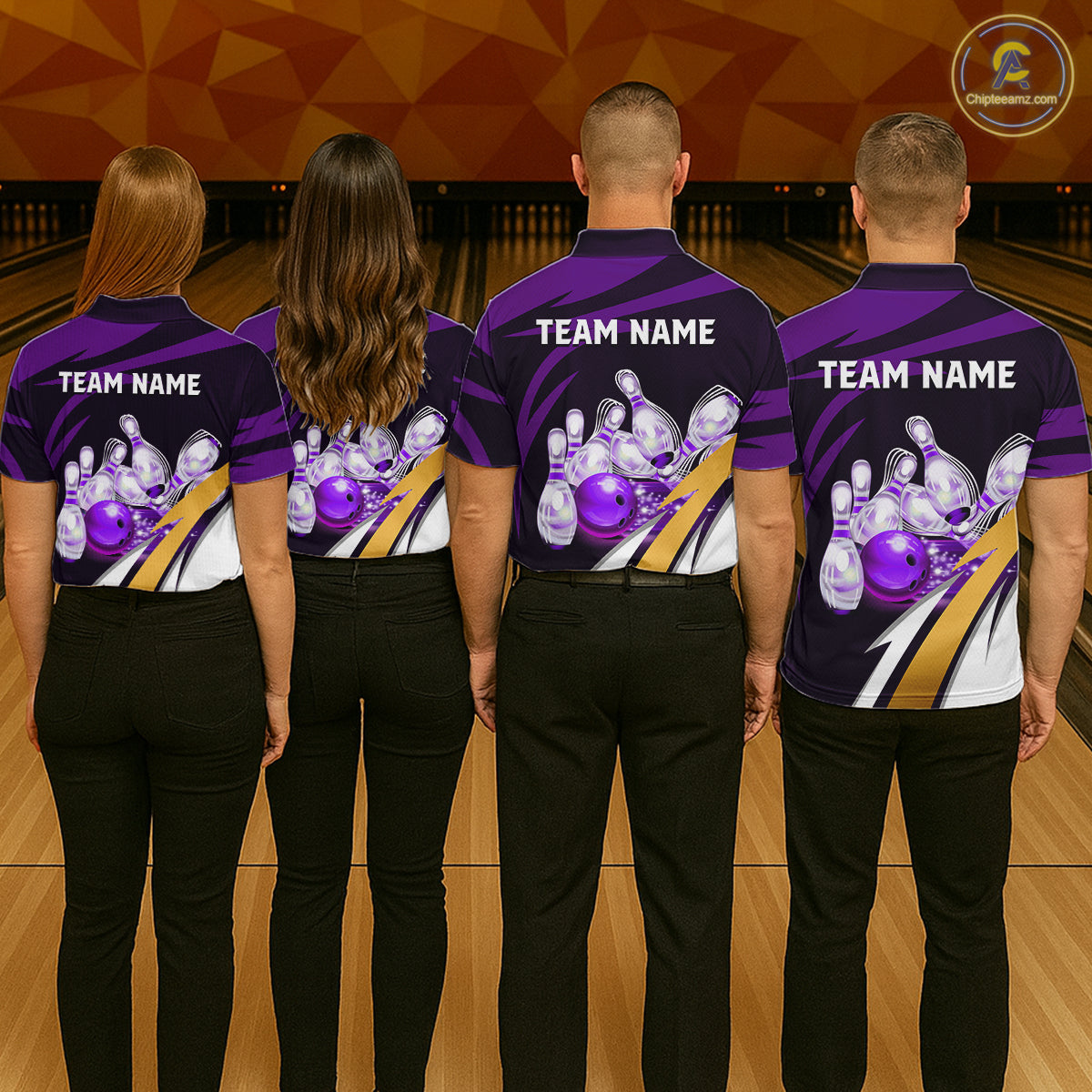 Personalized Purple Strike Ball Bowling Shirt For Women Custom Team Bowling Jersey Polo & 1/4 Zip TDM6245