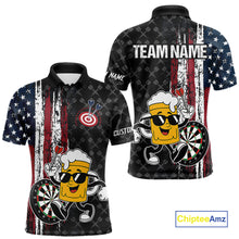 Load image into Gallery viewer, Funny Beer Grunge American Flag Darts Shirt For Men Custom Patriotic Darts Team Jersey TDM5364