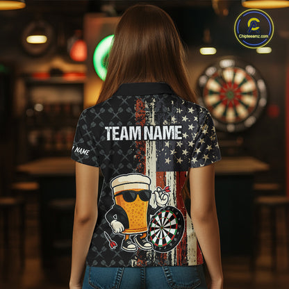 Funny Beer Vintage American Flag Darts Shirt For Women Custom Patriotic Darts Team Jersey TDM5365