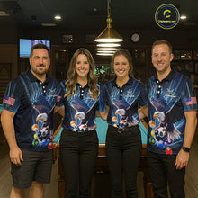 Load image into Gallery viewer, Blue 8 Ball US Flag Eagle Lightning Billiard Shirt For Women Custom Pool Team Jersey Polo &amp; 1/4 Zip TDM5375