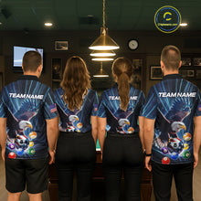 Load image into Gallery viewer, Blue 8 Ball US Flag Eagle Lightning Billiard Shirt For Women Custom Pool Team Jersey Polo &amp; 1/4 Zip TDM5375