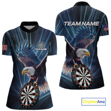 Load image into Gallery viewer, Personalized Eagle Lightning Blue Darts Shirt For Women Custom Darts Jersey Team Polo &amp; 1/4 Zip TDM5376