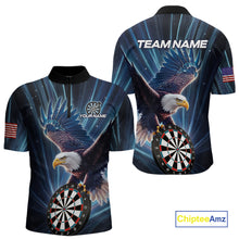 Load image into Gallery viewer, Personalized Eagle Lightning Blue Darts Shirt For Men Custom Darts Jersey Team Polo &amp; 1/4 Zip TDM5376