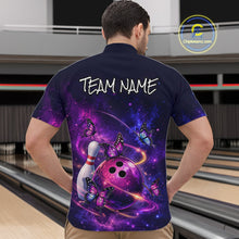 Load image into Gallery viewer, Pink And Purple Butterfly Bowling Shirt For Men Custom Glowing Bowling Jersey Polo &amp; 1/4 Zip TDM6320
