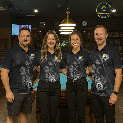 Custom Grim Reaper 8 Ball & 9 Ball Smoke Billiard Shirt For Men, Pool Team Jersey Polo & 1/4 Zip TDM6496