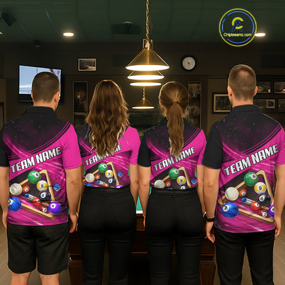 Pink And Black Billiard Jersey For Men Custom Pool Balls Billiard Team Shirt Polo & 1/4 Zip TDM6329