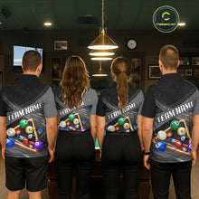 Load image into Gallery viewer, Grey And Black Billiard Jersey For Women Custom Pool Balls Billiard Team Shirt Polo &amp; 1/4 Zip TDM6330