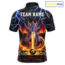 Load image into Gallery viewer, Personalized Dragon 8 Ball Fire Billiard Shirt For Men Custom Pool Team Jersey Polo &amp; 1/4 Zip TDM6334