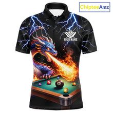 Load image into Gallery viewer, Personalized Dragon 8 Ball Fire Billiard Shirt For Men Custom Pool Team Jersey Polo &amp; 1/4 Zip TDM6334