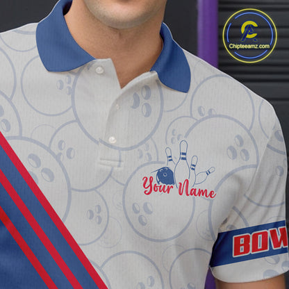 Personalized Bowling Jersey Polo & Quarter Zip For Men Custom Bowling Tournament Team Shirt TDM6349