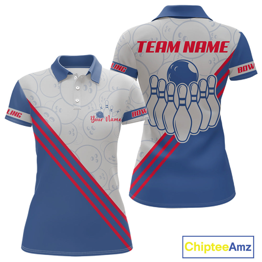 Personalized Bowling Jersey Polo & Quarter Zip For Women Custom Bowling Tournament Team Shirt TDM6349