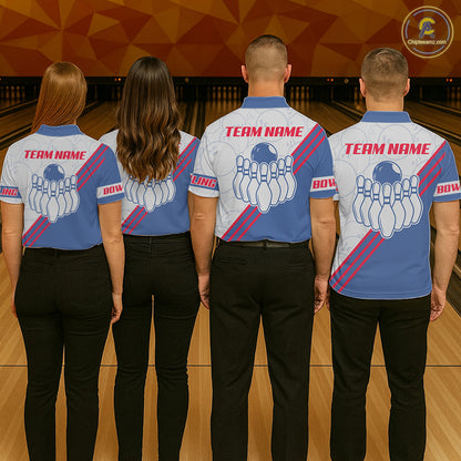 Personalized Bowling Jersey Polo & Quarter Zip For Women Custom Bowling Tournament Team Shirt TDM6349