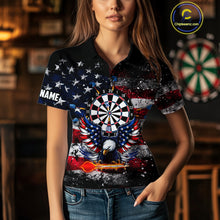 Load image into Gallery viewer, Personalized Dartboard Eagle American Flag Darts Shirt For Women, Patriotic Darts Team Jersey TDM5225