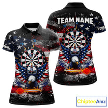 Load image into Gallery viewer, Personalized Dartboard Eagle American Flag Darts Shirt For Women, Patriotic Darts Team Jersey TDM5225