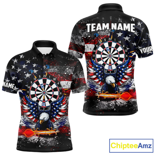 Personalized Dartboard Eagle American Flag Darts Shirt For Men, Patriotic Darts Team Jersey TDM5225