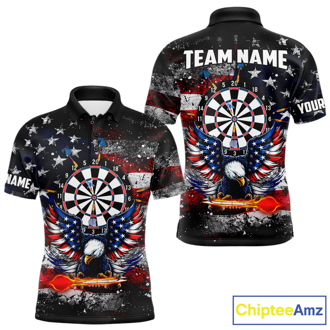 Personalized Dartboard Eagle American Flag Darts Shirt For Men, Patriotic Darts Team Jersey TDM5225