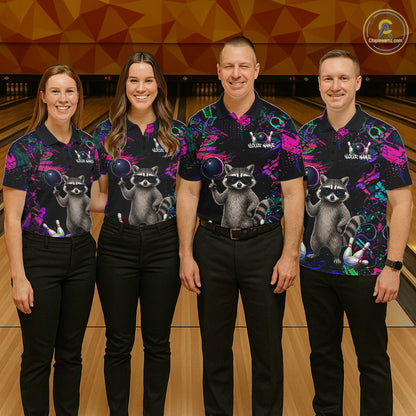 Personalized Funny Raccoon Graffiti Bowling Jersey For Men, Bowling Team Shirts Polo & 1/4 Zip TDM6557