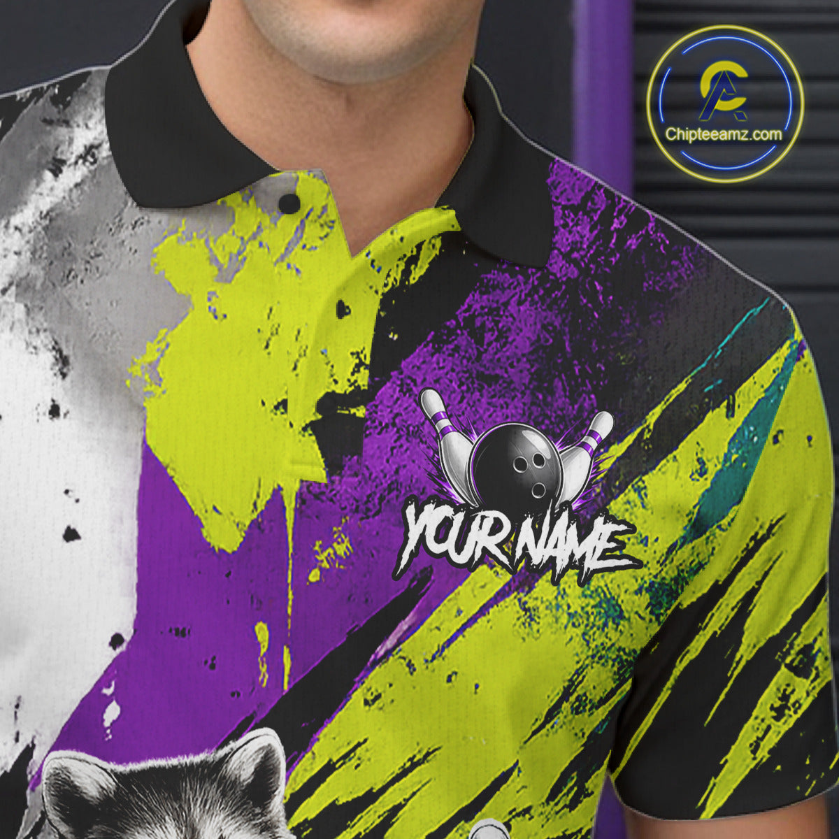 Custom Funny Raccoon Bowling Jersey For Men Custom Bowling Team Shirts Polo & 1/4 Zip, Bowling Gifts TDM6571