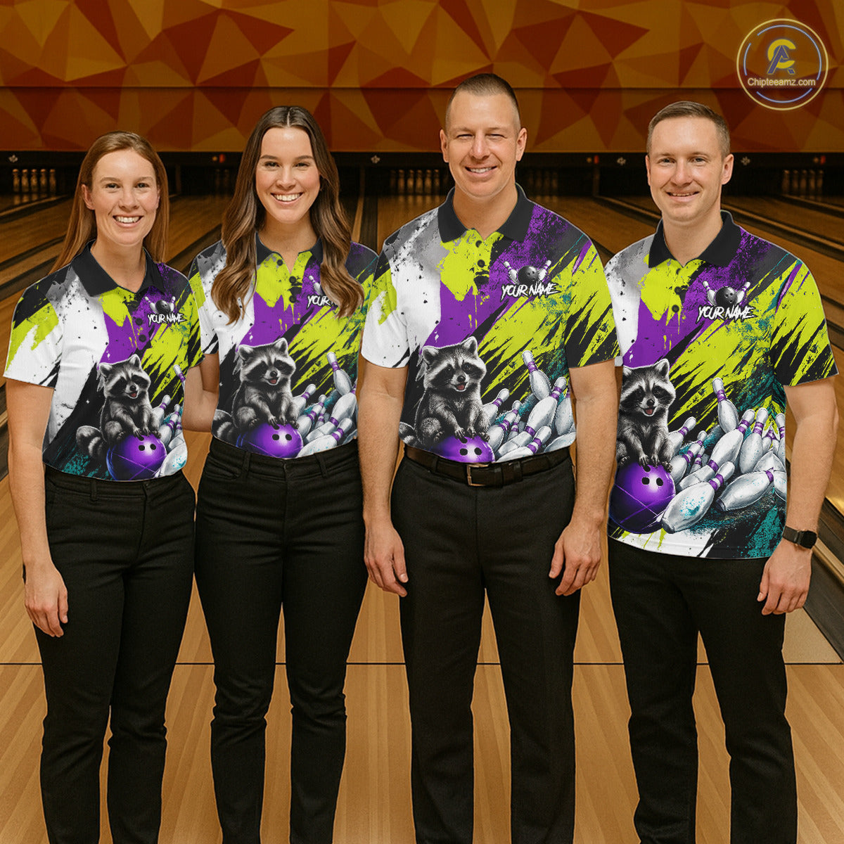 Custom Funny Raccoon Bowling Jersey For Men Custom Bowling Team Shirts Polo & 1/4 Zip, Bowling Gifts TDM6571