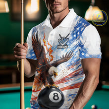 Load image into Gallery viewer, American Flag Eagle 8 Ball Billiard Shirt For Men Custom Patriotic Pool Team Jersey Polo &amp; 1/4 Zip TDM6156