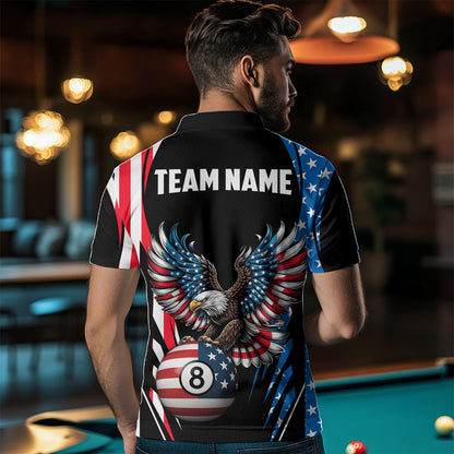 Personalized American Flag Eagle Patriotic Billiard Shirt For Men Custom 8 Ball Pool Team Jersey TDM4860