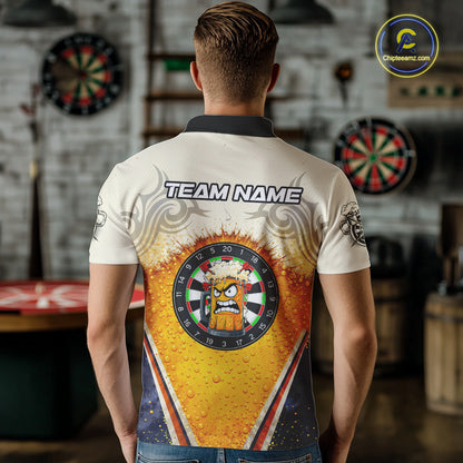 Funny Yellow Angry Beer Darts Shirt For Men Custom Darts Jersey Team Polo & Quarter Zip TDM5569