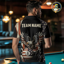 Load image into Gallery viewer, Personalized Vintage American Flag Eagle Billiard Shirt For Men, Patriotic 8 Ball Pool Team Jersey TDM5313