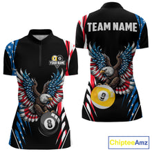 Load image into Gallery viewer, American Flag Eagle 8 Ball &amp; 9 Ball Billiard Shirt For Women Custom Patriotic Pool Team Jersey TDM5314