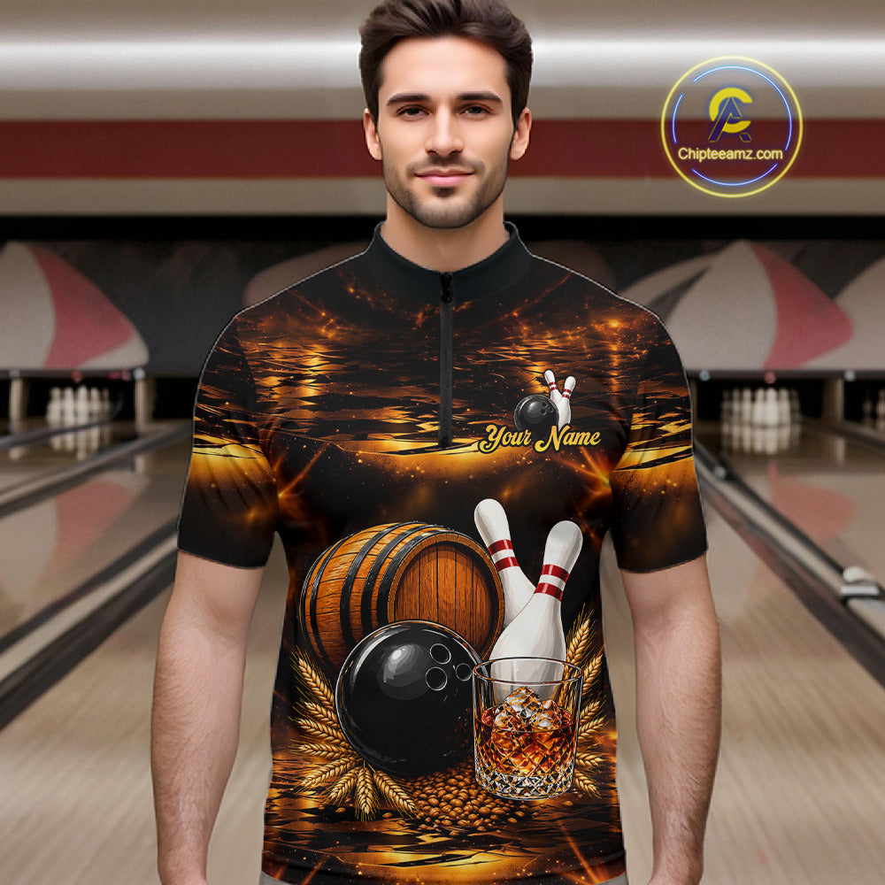 Personalized Vintage Bourbon Bowling Shirt For Men, Funny Bowling Jersey Team Polo & 1/4 Zip TDM6420