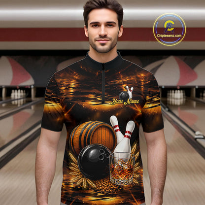 Personalized Vintage Bourbon Bowling Shirt For Men, Funny Bowling Jersey Team Polo & 1/4 Zip TDM6420