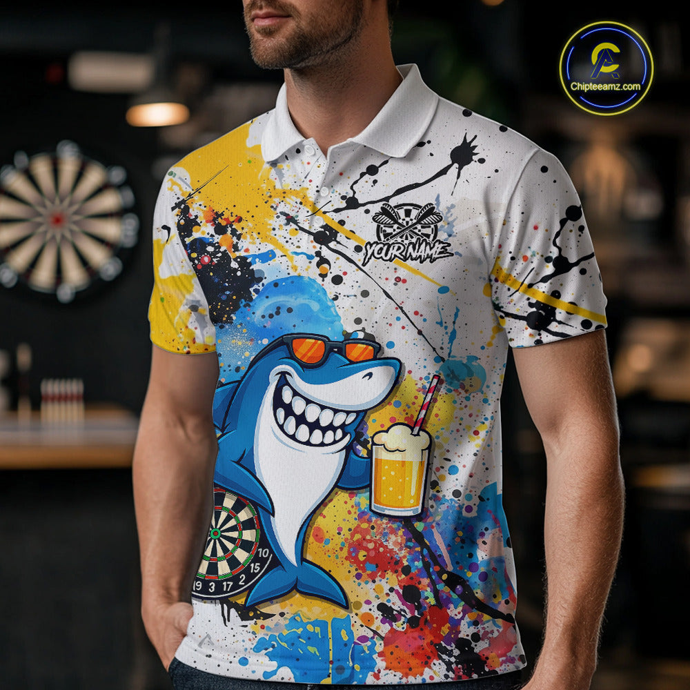 Personalized Funny Shark Colorful Darts Shirt For Men Custom Darts Jersey Team Polo & Quarter Zip TDM5839