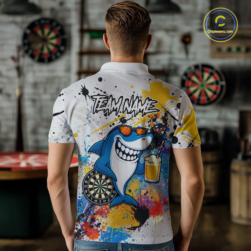 Personalized Funny Shark Colorful Darts Shirt For Men Custom Darts Jersey Team Polo & Quarter Zip TDM5839