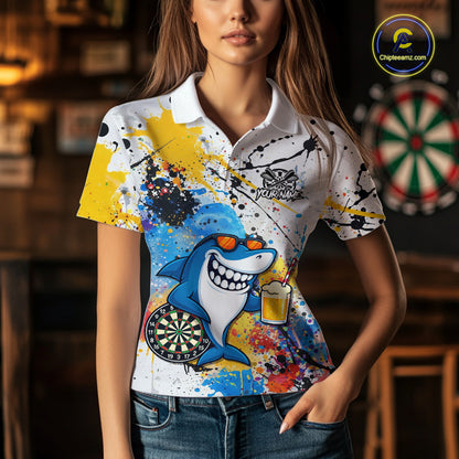 Personalized Funny Shark Colorful Darts Shirt For Women Custom Darts Jersey Team Polo & Quarter Zip TDM5839