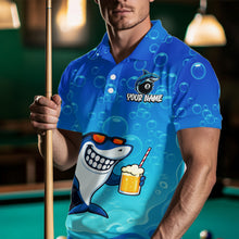Load image into Gallery viewer, Blue Funny Shark 8 Ball Billiard Shirts For Men Custom Pool Team Shirt, Billiard Polo &amp; 1/4 Zip TDM5134