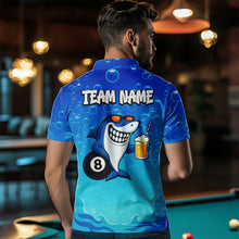 Load image into Gallery viewer, Blue Funny Shark 8 Ball Billiard Shirts For Men Custom Pool Team Shirt, Billiard Polo &amp; 1/4 Zip TDM5134
