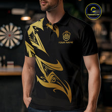 Load image into Gallery viewer, Black And Gold Dartboard Tribal Darts Polo &amp; 1/4 Zip Custom Darts Shirt For Men, Darts Team Jersey TDM5366