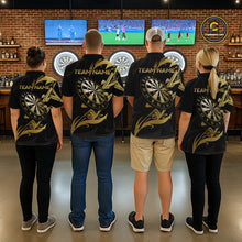 Load image into Gallery viewer, Black And Gold Dartboard Tribal Darts Polo &amp; 1/4 Zip Custom Darts Shirt For Men, Darts Team Jersey TDM5366