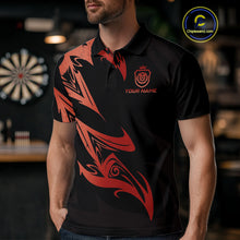 Load image into Gallery viewer, Black And Red Dartboard Tribal Darts Polo &amp; 1/4 Zip Custom Darts Shirt For Men, Darts Team Jersey TDM5367