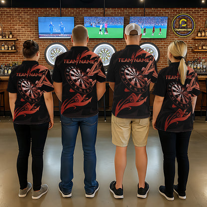 Black And Red Dartboard Tribal Darts Polo & 1/4 Zip Custom Darts Shirt For Men, Darts Team Jersey TDM5367