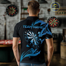 Load image into Gallery viewer, Black And Blue Dartboard Tribal Darts Polo &amp; 1/4 Zip Custom Darts Shirt For Men, Darts Jersey TDM5368