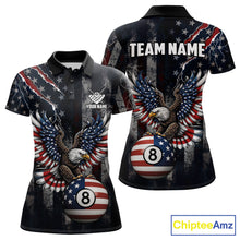 Load image into Gallery viewer, Grunge American Flag Eagle Patriotic Billiard Shirt For Women Custom 8 Ball Pool Team Jersey TDM5379