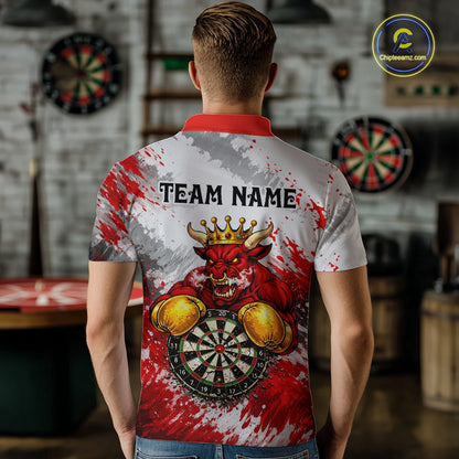 Personalized Black And Red Grunge Bull Darts Shirt For Men Custom Darts Jersey Team Polo & 1/4 Zip TDM5648