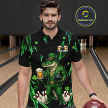 Load image into Gallery viewer, Custom Green St Patricks Alligator Bowling Shirt For Men, Lucky Bowling Team Jersey Polo &amp; 1/4 Zip TDM6266